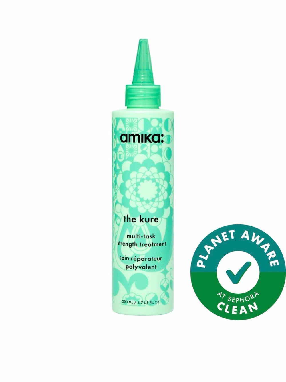 amika mint green multi-task strength treatment bottle